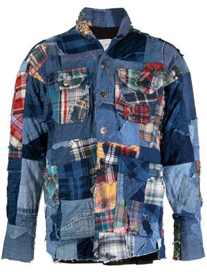 Greg Lauren patchwork-design denim shirt - Blue