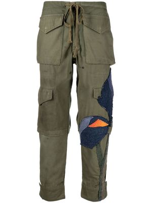 Greg Lauren patchwork straight-leg trousers - Green