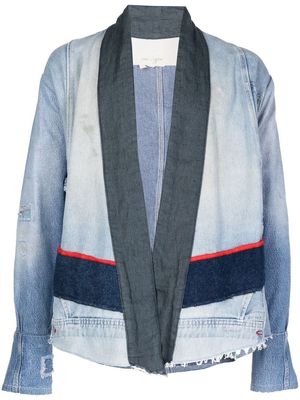 Greg Lauren patchwork-style denim jacket - Blue