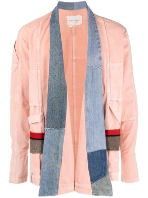 Greg Lauren shawl-lapels patchwork lightweight jacket - Pink