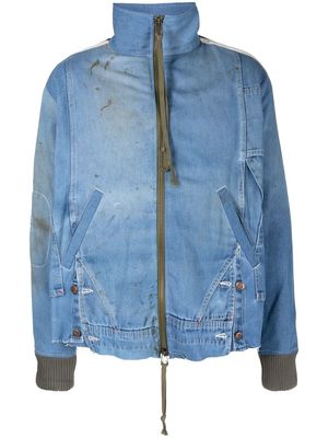 Greg Lauren side-stripe denim jacket - Blue