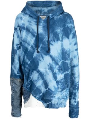 Greg Lauren tie-dye pattern cotton hoodie - Blue