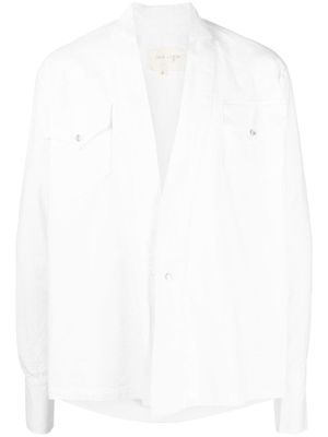 Greg Lauren V-neck long-sleeve cotton shirt - White