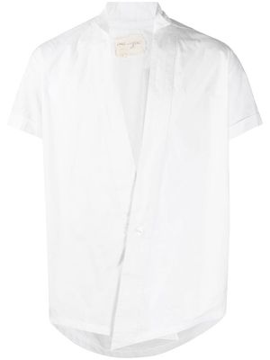 Greg Lauren V-neck short-sleeve cotton shirt - White
