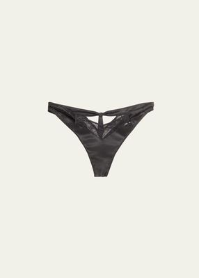 Grenelle Cutout Lace & Satin Tanga