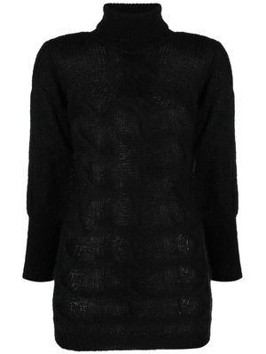 GRETA BOLDINI Astro cable-knit roll-neck dress - Black