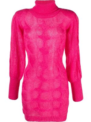 GRETA BOLDINI Astro cable-knit roll-neck dress - Pink