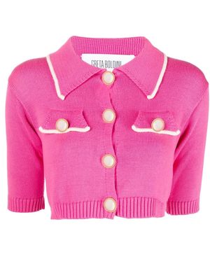GRETA BOLDINI cropped button-fastening cardigan - Pink