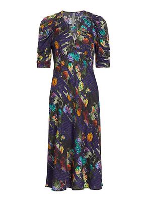 Greta Floral Jacquard Midi-Dress