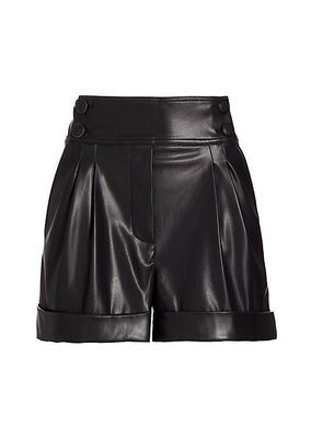 Greta Pleated Vegan Leather Shorts