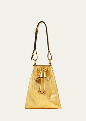 Greta Small Gold Metallic Leather Shoulder Bag