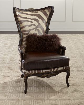 Grevy Zebra Leather Wing Chair