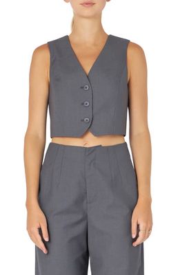 Grey Lab Button-Up Crop Vest in Heather Grey