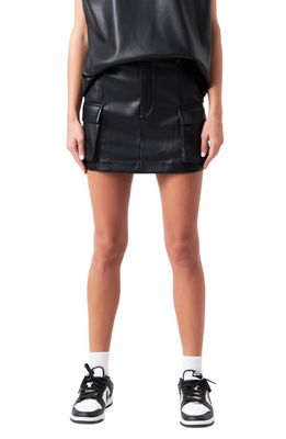 Grey Lab Cargo Faux Leather Miniskirt in Black