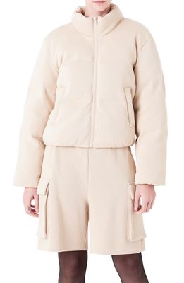 Grey Lab Knit Puffer Jacket in Nude