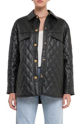 Grey Lab Oversize Quilted Faux Leather Jacket in Black