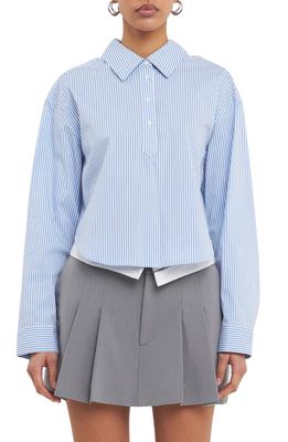 Grey Lab Pinstripe Crop Shirt in Blue