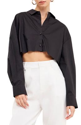 Grey Lab Raw Edge Crop Shirt in Black