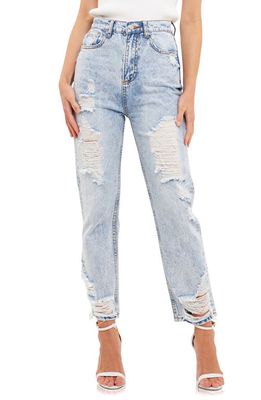 Grey Lab Ripped Straight Leg Nonstretch Jeans in Denim