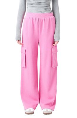 Grey Lab Stretch Cotton Knit Wide Leg Pants in Pink