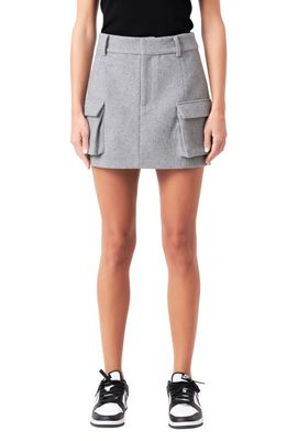 Grey Lab Wool Blend Cargo Miniskirt