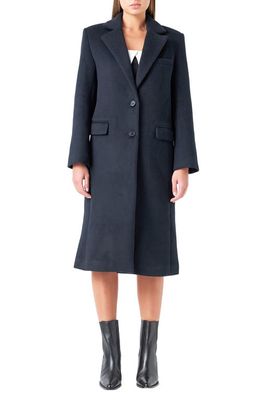 Grey Lab Wool Blend Trench Coat in Navy