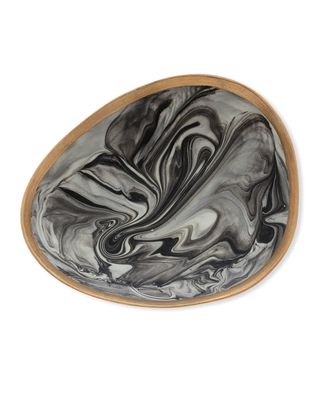 Grey Marbleized Porcelain Ring Dish