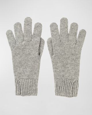 Grey Split Cuff Cashmere Gloves