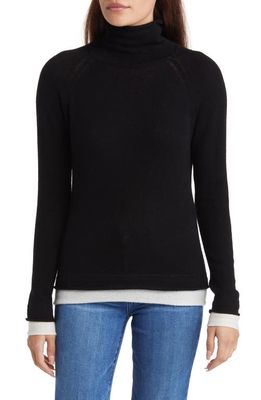 Griffen Wool & Cashmere Turtleneck Sweater in Black/Ivory