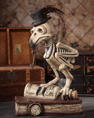 Grimoire Owl Skeleton Paper Mache Halloween Decoration