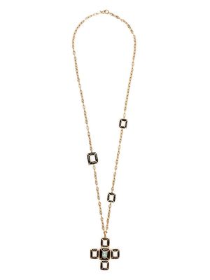 Gripoix cross pendant chain necklace - Black