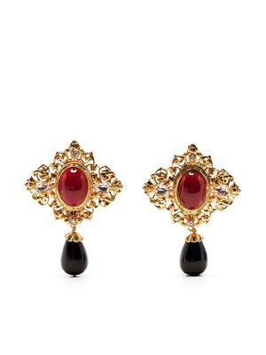 Gripoix gemstone-embellished clip-on earrings - Gold