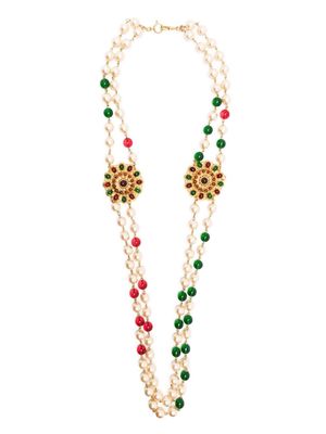 Gripoix pearl-embellished double-chain necklace - Gold