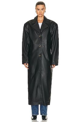 GRLFRND The Long Leather Coat in Black