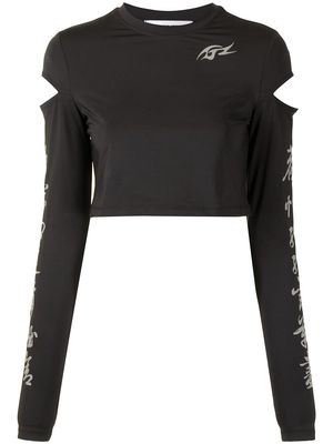 Ground Zero cut out detail cropped top - Black
