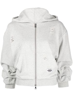 Ground Zero distressed zip-front hoodie - Grey