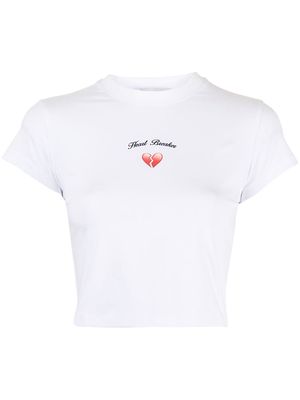 Ground Zero heart-print cropped T-shirt - White