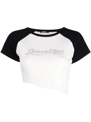 Ground Zero logo-appliqué raw-cut T-shirt - White