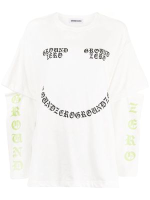 Ground Zero logo-print cutout T-shirt - White