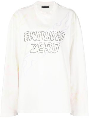 Ground Zero logo-print long-sleeve T-shirt - White