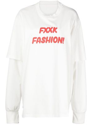 Ground Zero slogan-print long-sleeve sweatshirt - White