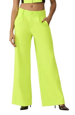 GSTQ Luxe Wide Leg Trousers in Acid Lime