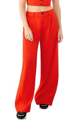 GSTQ Luxe Wide Leg Trousers in Neon Rouge