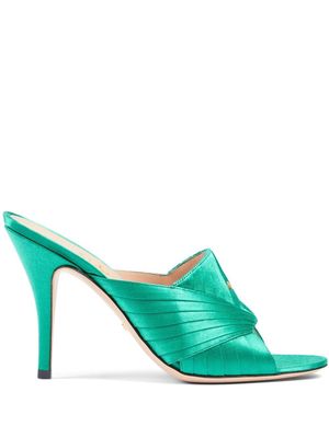 Gucci 110mm pleated satin mules - Blue