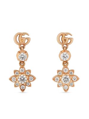 Gucci 18kt rose gold Flora diamond drop earrings - Pink