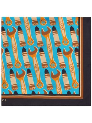 Gucci all-over graphic-print foulard - Blue