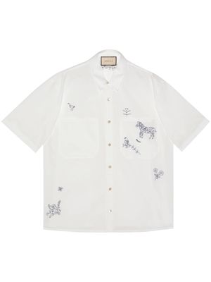 Gucci animal-embroidery short-sleeve shirt - White