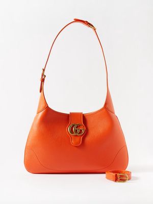 Gucci - Aphrodite Medium Leather Shoulder Bag - Womens - Orange
