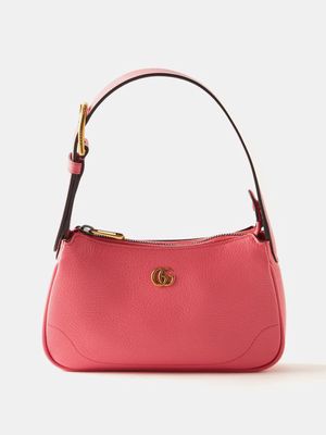 Gucci - Aphrodite Small Grained-leather Shoulder Bag - Womens - Pink