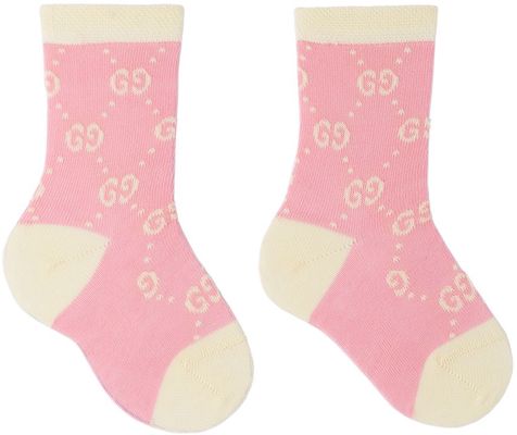 Gucci Baby Pink & Off-White GG Socks